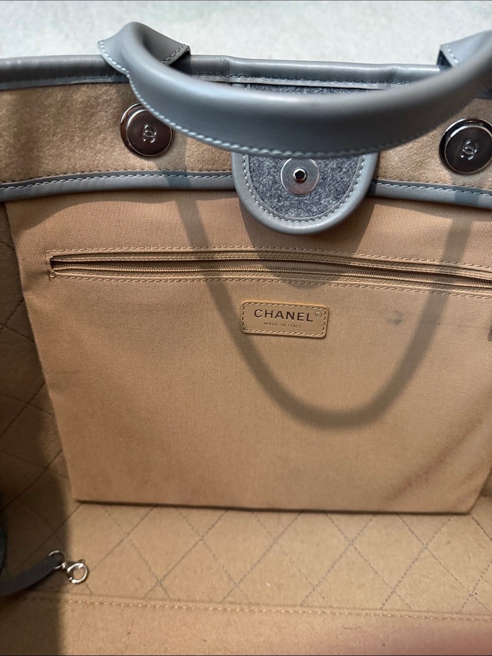 CHANEL Gray Deauville Tote-RARE! - Picture 10 of 15